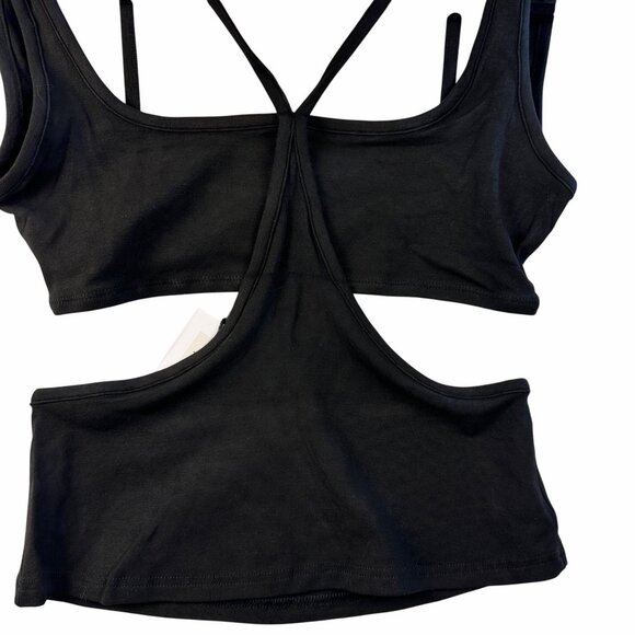 WEWOREWHAT By REVOLVE Womens Black CUTOUT Stretch Jersey Tank Sz L Whimsy Grunge - Picture 7 of 9